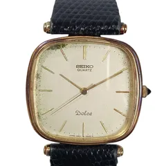 【稼働 良品】1105-1 SEIKO Dolce セイコー ドルチェ 5931-5400 メンズ腕時計 クォーツ スクエア ゴールド文字盤