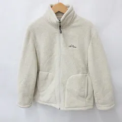 ファーストダウン FIRST DOWN ジャケット フリース ボアジャケット 長袖 スタンドカラー ジップアップ ロゴ 無地 白 ホワイト アイボリー M