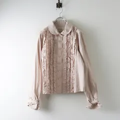 極美品 2024 ピンクハウス PINK HOUSE フリルピンタックデニムブラウス＼ピンク シャツ 丸襟 トップス【2400014667189】