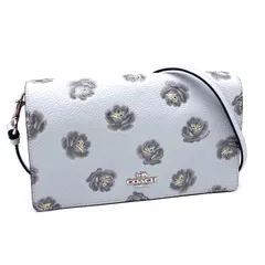 【中古】良品 COACH コーチ ロゴ フラワー レザー ショルダー ウォレット eH1018A