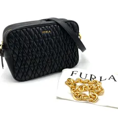 【中古】美品 FURLA フルラ ロゴ キルティング 2way レザー チェーン ハンド ショルダー バッグ eH1020A