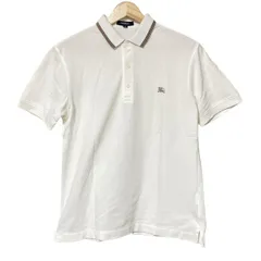 Burberry LONDON(バーバリーロンドン) 半袖ポロシャツ サイズM メンズ美品  - 白×ベージュ×マルチ ボーダー