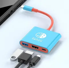 ★】For Switch 2 ドック テレビ接続出力 スイッチ 2 ドック 直接にTV出力 ドック多機能 4K@60Hz Type-C to HDMI 2.0/PD100W/USB3.0 3in1 軽量化 高性能チップ 遅延なし 持ち運び便利  (青 赤)