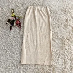 新品未使用『JOURNAL STANDARD relume』ジャーナルスタンダードレリューム　スラブジャージータイトスカート　ロング　Iライン　バックスリット　ウエストゴム　綿　コットン　アイボリー(F)