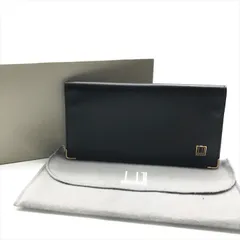 超美品 Dunhill ダンヒル 二つ折り 長財布 ウォレット 札入れ レザー ブラック メンズ 紳士 ブランド 小物 箱付き r217