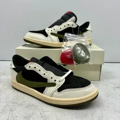 【新品 未着用】Jordanx Travis Scott Air Jordan 1 Low OG SP(PS) Olive オリーブ スニーカー 22cm 2.5UK 33.5BR 35EUR