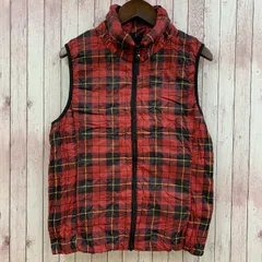 ユニクロ UNIQLO ウルトラライトダウン ダウンベスト ジップアップ チェック レッド ブラック 赤 黒 S
