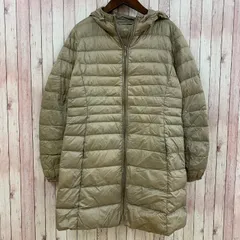 ユニクロ UNIQLO ウルトラライトダウン ダウンコート フード ジップアップ ナイロン ベージュ M レディース