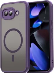 NEARL Google Pixel 9a ケース MagSafe 対応 マグネット 搭載 耐衝撃 指紋防止 レンズ保護 薄型 ストラップホール付き (パープル)