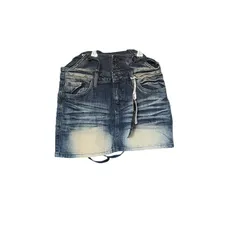 Z1589【未使用】 ATHENTIC CLOTNG スカート デニム ミニスカート サスペンダー付き ブルー 青 レディースM