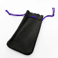 皮袋 中 黒 小さい印鑑ケース１本収納可幅 60ｍｍ 丈 100ｍｍ 巾着 プレゼントやギフトに！