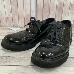 プラダ PRADA ウィングチップシューズ エナメル ローファー ブラック 黒 40