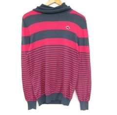 パーリーゲイツ PEARLY GATES ニット 長袖 ハイネック ゴルフ スポーツ ボーダー 刺繍 ピンク 5  メンズ