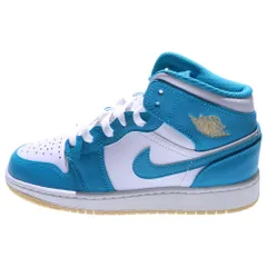 NIKE (ナイキ) GS AIR JORDAN 1 MID AQUA エアジョーダン1 アクア ミッドカットスニーカー レディース ホワイト/ブルー US4Y/23cm DQ8423-400