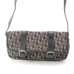 ディオール トロッター レザー ジャカード ダブルポケット ショルダーバッグ ブラック【中古】