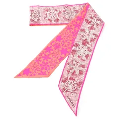 シャネル シルク ココマーク ロゴ スノー スカーフ ピンク系【中古】