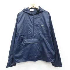 XL/古着 ラコステ LACOSTE IZOD 長袖 ブランド ハーフジップ ナイロン ジャケット アノラック パーカー メンズ 90s ワンポイントロゴ 紺 ネ