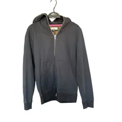 Z1589 TOMMY トミー ジャンパー 綿 コットン 洗える トレーナー スエット パーカー ブラック 黒 メンズS