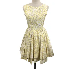 フレイアイディー FRAY I.D ワンピース フレア ミニ 総柄 ノースリーブ 0 黄 白 イエロー ホワイト