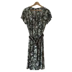 HANAE MORI(ハナエモリ) ワンピース サイズL レディース - グリーン×ダークブラウン×マルチ 半袖/ひざ丈