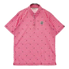 サイズ：L AND PER SE アンパスィ 2025年モデル 半袖ポロシャツ 総柄 レッド系 [240101547053] ゴルフウェア メンズ ストスト