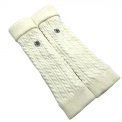 【超美品】ジャックバニー ニットレッグウォーマー 白 ケーブル編み 内側フリース  レディース FR ゴルフウェア 2024年モデル Jack Bunny