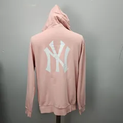 MLB NEWYORK YANKEES ニューヨークヤンキース パーカー　フーディー　海外Lサイズ　ピンク　デカロゴ　NY