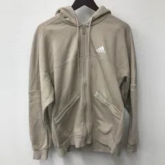 M10215 【adidas】 アディダス 裏起毛 プルオーバー パーカー フーディ Lサイズ ユニセックス ベージュ THE THREE STRIPES