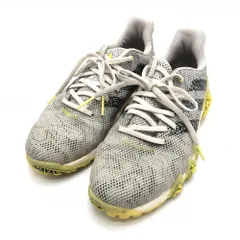 【美品】アディダス ゴルフシューズ グレー×イエロー コードカオス22 GX2616 スパイクレス  メンズ 24.5 ゴルフウェア adidas