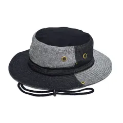 クレイジーパターン サファリハット サファリ クレイジー アドベンチャー ハット メンズ レディース パッチワーク 帽子 コットン 綿 リネン 麻 サイズ調節 カジュアル アウトドア フェス 登山 山登り BBQ トリコロール ブラック 黒 男女兼用