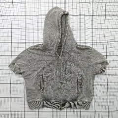 ◇ ⊂ Heather ヘザー ブリーチ加工 半袖 フルジップ半袖パーカー サイズF グレー系 レディース E  【1508200025483】