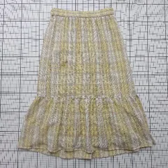 ◇ ⊂ INDEX インデックス 可愛い系 ロング丈 ラップタイト スカート サイズL イエロー系 レディース E  【1508250010156】