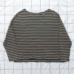 ◇ Θ nano universe ナノ ユニバース ボーダー柄 長袖 ボーダーワイドドロップトップス サイズF ブラウン系 レディース E  【1508250009440】