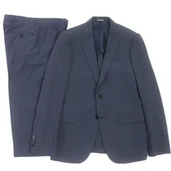 未使用品▼EMPORIO ARMANI エンポリオ アルマーニ 2019年製 M LINE シルク混 黒タグ サッカー地 総柄 シングルスーツ セットアップ ネイビー 44 ブルガリア製 正規品 メンズ