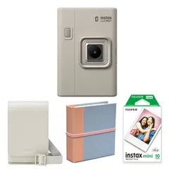 (4点セットB)富士フイルム インスタントカメラ リプレイプラス instax mini LiPlay+　SAND BEIGE フィルム アルバム 専用ケース付き！ サンドベージュ
