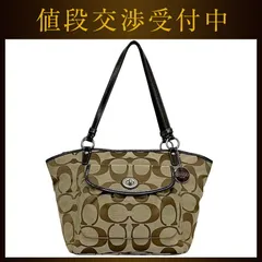 コーチ トートバッグ ベージュ ブラウン シグネチャー F15189 美品