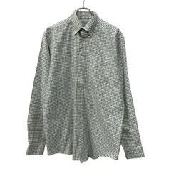 L.L.Bean 長袖 チェックシャツ M グリーン ホワイト エルエルビーン ボタンダウン ボタン 胸ポケット コットン100% 春物 a710-7071