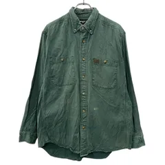 Wrangler 長袖 無地シャツ L カーキ ラングラー コットン100% ボタン 胸ポケット ボタンダウン カジュアルシャツ 春物 a710-7074のサムネイル