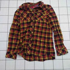 ◇ ⊂ TOMMY GIRL 長袖チェックシャツ レッド系×イエロー系×ネイビー系 Mサイズ レディース E  【1509100024705】