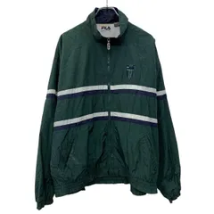 FILA ナイロンジャケット XL グリーン ホワイト フィラ ジップアップ ワッペン スポーツウェア スポーティー 刺繍ロゴ 春物 a710-7078のサムネイル