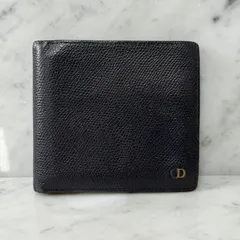 Christian Dior クリスチャンディオール 二つ折りサイフ ロゴ CD シンプル 本革 レザー ネイビー