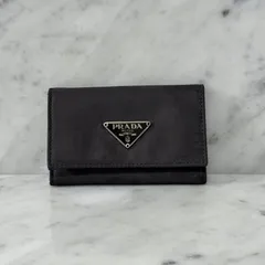 イタリア製 PRADA プラダ キーケース ナイロン ブラック トライアングル 本革 6連