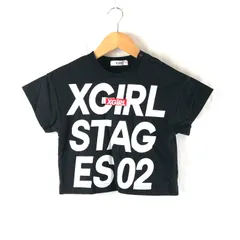 エックスガールステージス X-girl Stages Tシャツ キッズ 半袖 ロゴ刺繍 プリント 綿100％ リブ 黒 90サイズ 2025091600425のサムネイル
