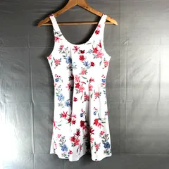 ワンピース ミニ丈 チュニック ノースリーブ フラワープリント ホワイト系 2025092000200