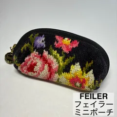 FEILER/フェイラー/ミニポーチ/コスメポーチ/花柄/ブラック　　　【A359】