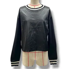 RINASCIMENTO リナシメント 異素材切替トップス カットソー レザー スウェット 裏起毛 スタジャン風 CFC0104182 イタリア製 黒 ブラック Mサイズ レディース 秋 ゴーゴー古着マルイ北千住店 2 No.1135