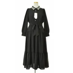 【toccocloset】186-190858 ウエストりぼん付きパールビジュー装飾ティアードシャツマキシ長袖ワンピース