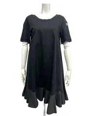 【中古】MONCLER モンクレール ワンピース レディース 切替フリル ブラック D10938560200 コットン Sサイズ＿S25＿セルモアから出品＿s-0173-r25