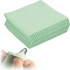ideamall シルバー 磨き 銀磨き布 金属磨き 貴金属磨きクロス 銀磨きクロス 100枚 (グリーン, ワンサイズ)