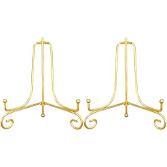 【在庫処分】皿立 写真立て アイアン 本立て 7号 プレートスタンド (2 ゴールド 個セット)